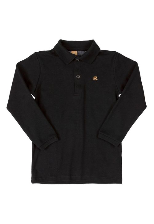 Camisa Polo em Suedine (Preto) Up Baby