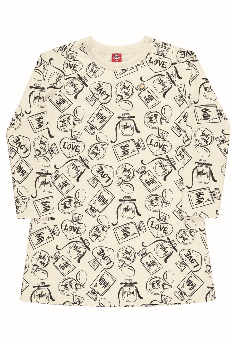 Bee-Loop---Vestido-Manga-Longa-Infantil-Bege