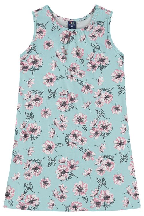 Vestido Infantil Feminino Estampado (Azul Claro) Plic Ploc