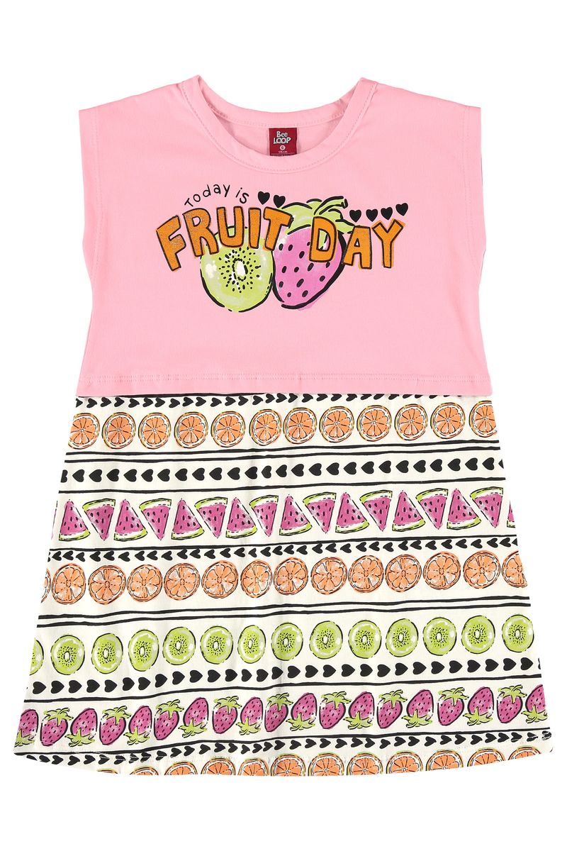 Bee-Loop---Vestido-Infantil-Listrado-Rosa
