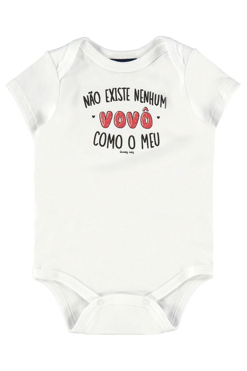 Body Manga Curta Estampado para Bebês (Branco) Quimby