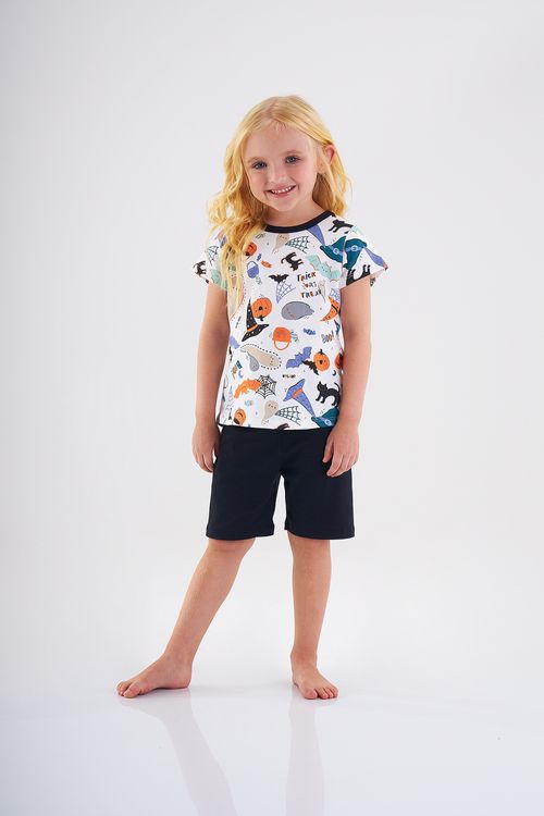 Pijama Blusa E Short Halloween Infantil (Off White) Up Baby