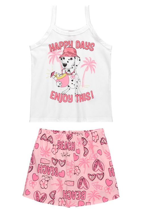 Conjunto Infantil Feminino Regata E Short-Saia (Branco) Bee Loop
