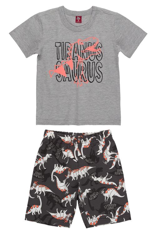Conjunto Infantil Para Meninos Com Camiseta E Bermuda (Cinza) Bee Loop