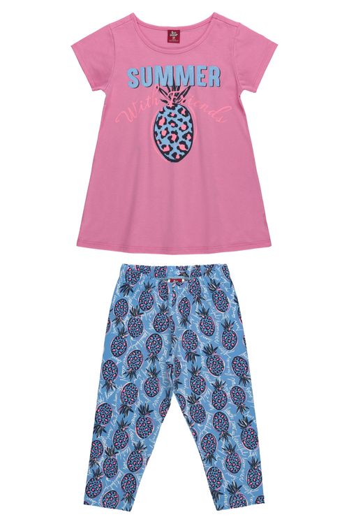 Conjunto Infantil Feminino Blusa E Corsário (Rosa) Bee Loop