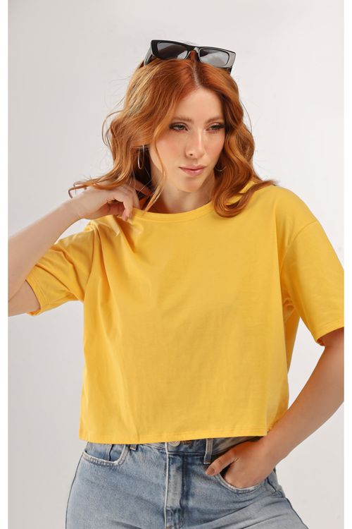 Blusa Cropped Feminina (Amarelo) Just Basic