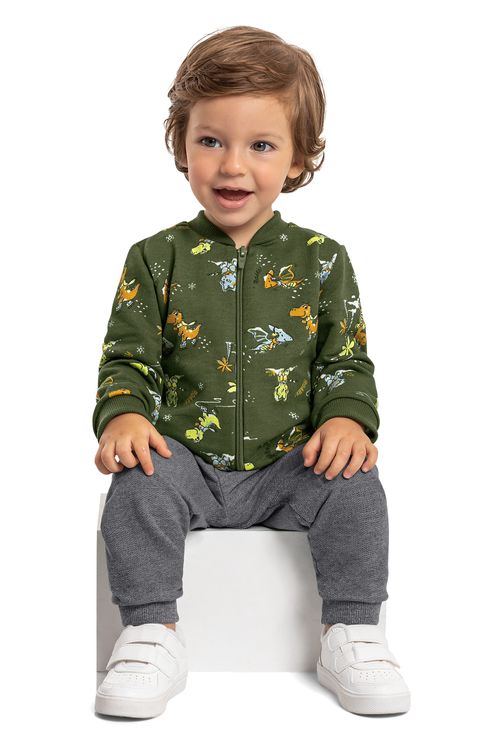 Conjunto para Bebê Menino com Jaqueta e Calça de Moletom (Verde) Bee Loop