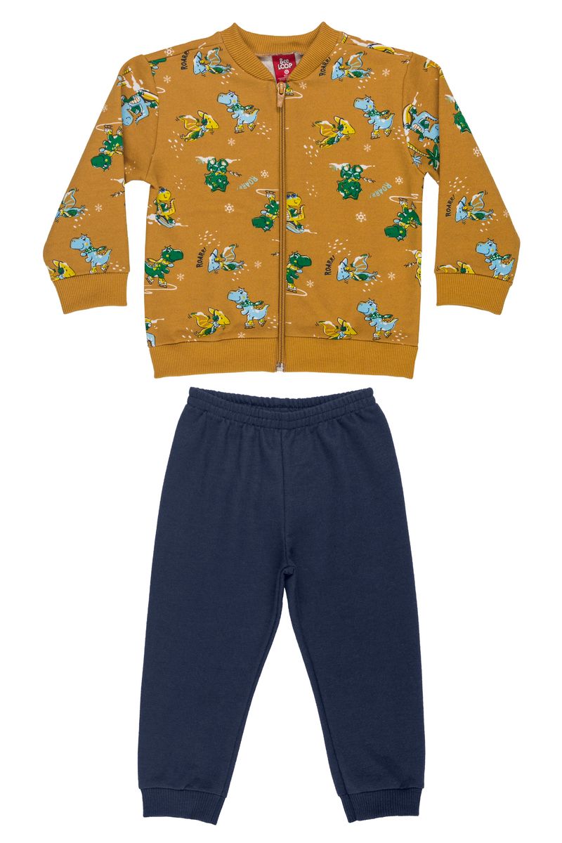 Bee-Loop---Conjunto-para-Bebe-Menino-com-Jaqueta-e-Calca-de-Moletom-Laranja