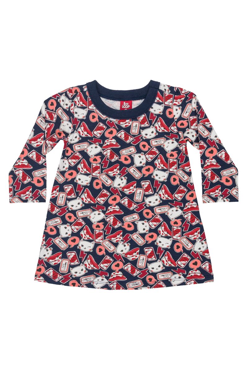 Bee-Loop---Vestido-manga-longa-para-Bebe-Azul
