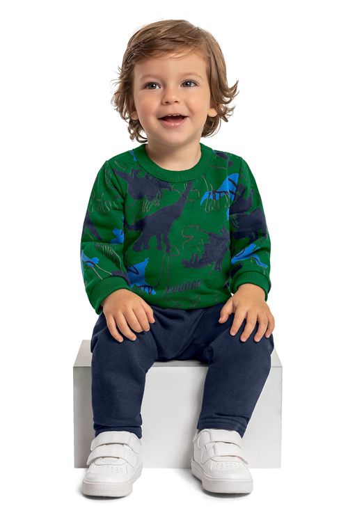 Conjunto com Blusão e Calça em Moletom para Bebê (Verde) Bee Loop