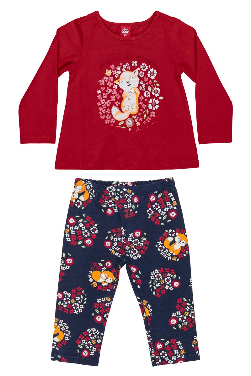 Bee-Loop---Conjunto-com-Blusa-e-Calca-Legging-em-Cotton-Vermelho