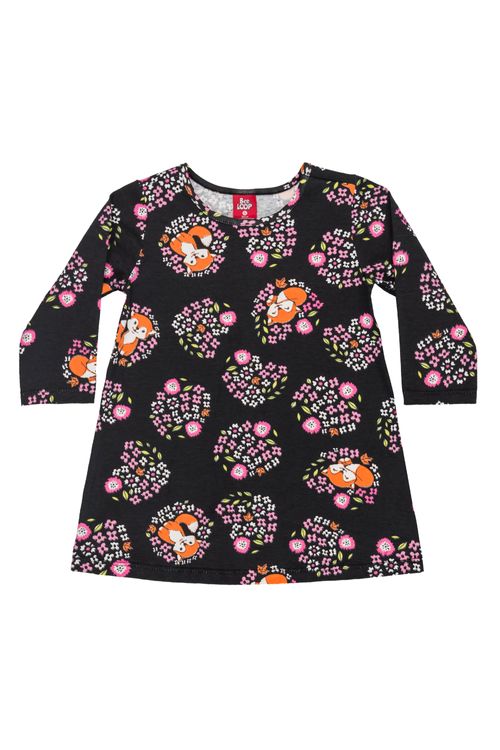 Vestido manga longa em Cotton para Bebês (Preto) Bee Loop
