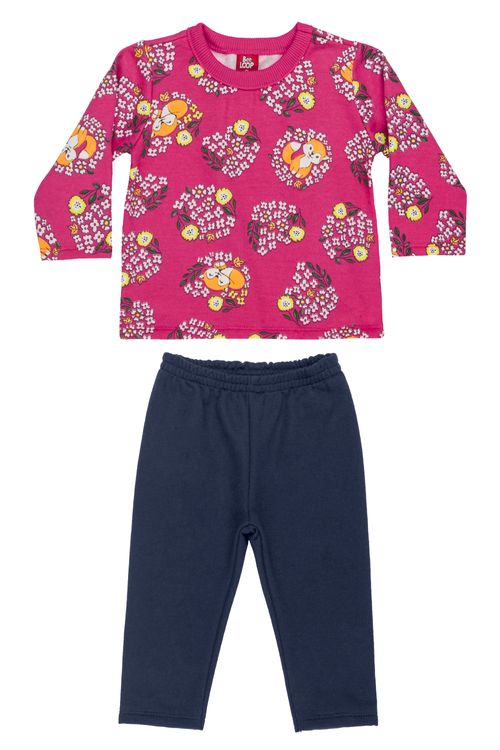 Conjunto para Bebês com Blusão e Calça em Moletom (Rosa) Bee Loop