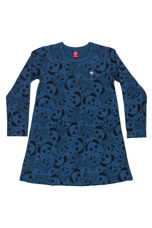 Vestido de Moletom com manga longa Infantil (Azul) Bee Loop