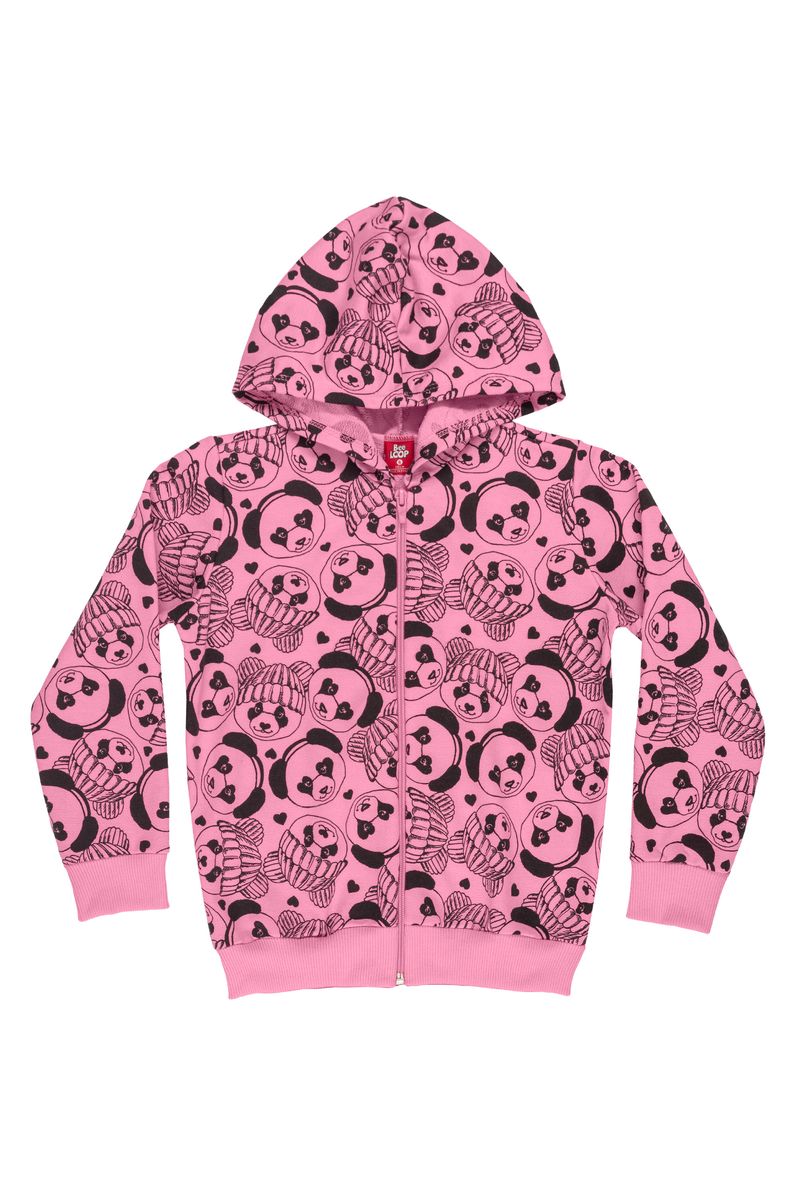 Bee-Loop---Jaqueta-Infantil-para-Meninas-em-Moletom-Rosa