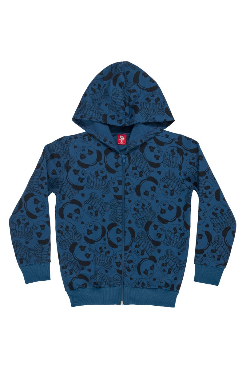 Bee-Loop---Jaqueta-Infantil-para-Meninas-em-Moletom-Azul