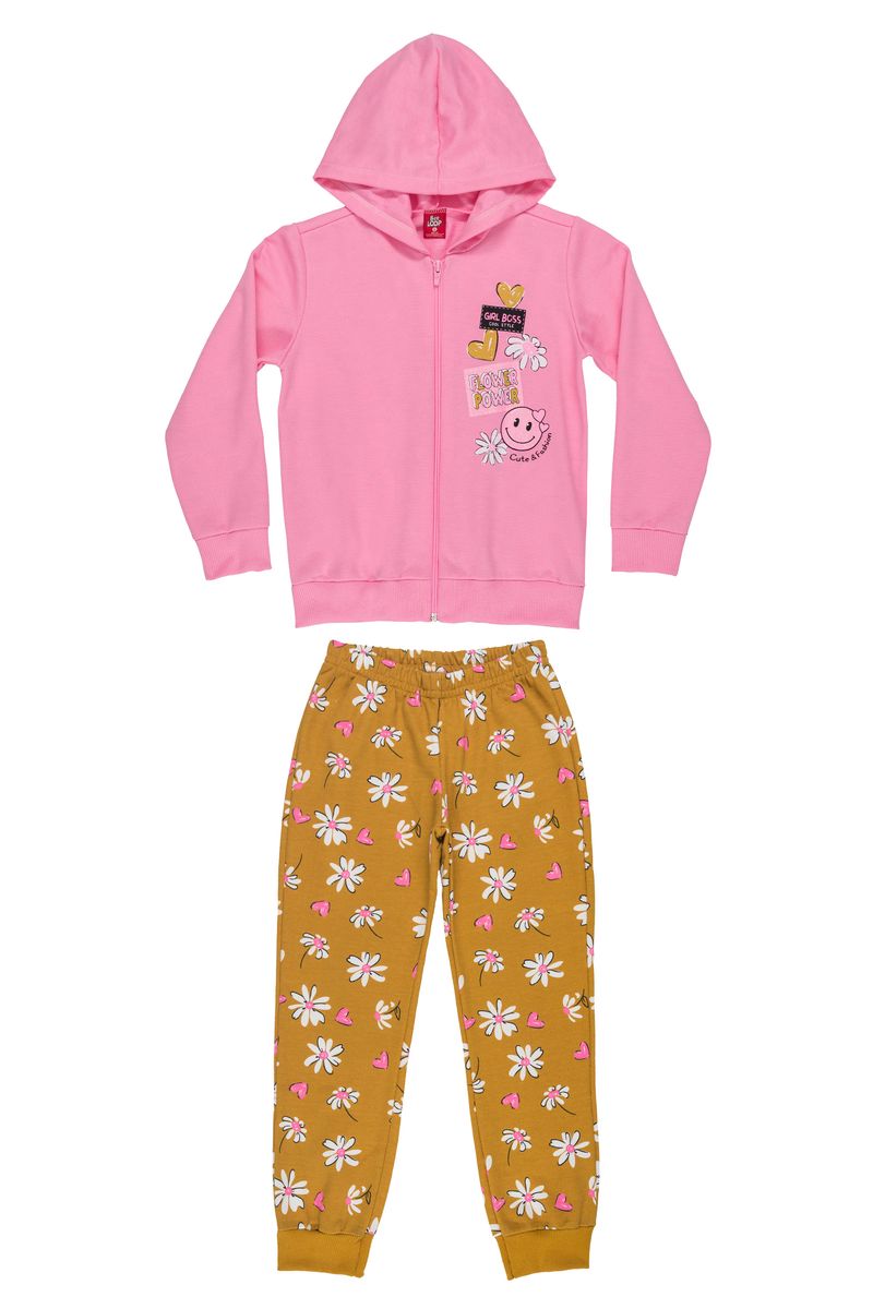 Bee-Loop---Conjunto-Feminino-Infantil-com-Jaqueta-e-Calca-em-Moletom-Rosa