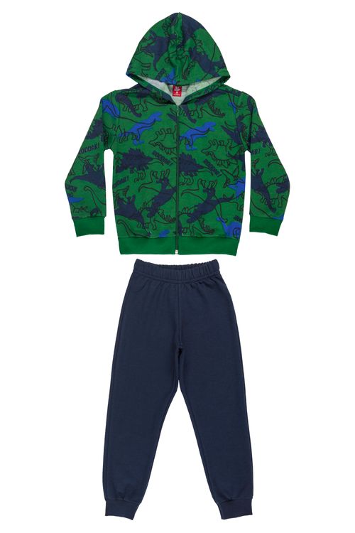 Conjunto Infantil Masculino com Jaqueta e Calça de Moletom (Verde) Bee Loop