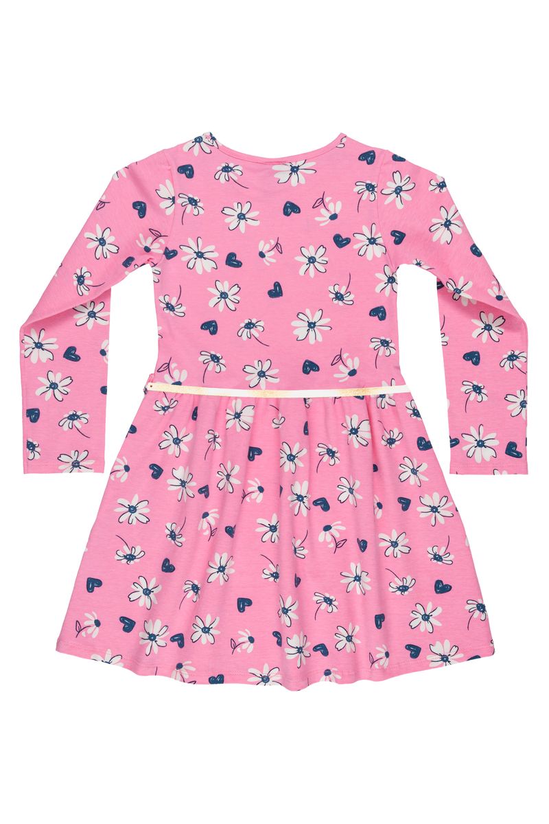 Bee-Loop---Vestido-manga-longa-Infantil-em-Cotton-Rosa