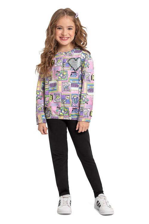 Conjunto Infantil Blusão e Legging (Rosa) Quimby