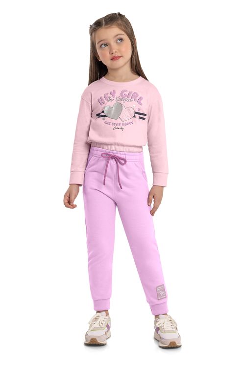 Cropped Infantil Manga Longa (Rosa) Quimby