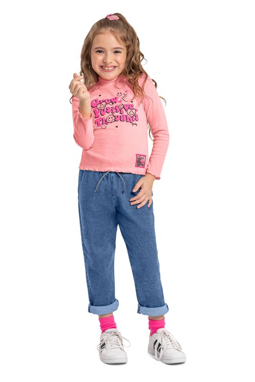 Blusa Infantil Ribana Canelada (Rosa) Quimby