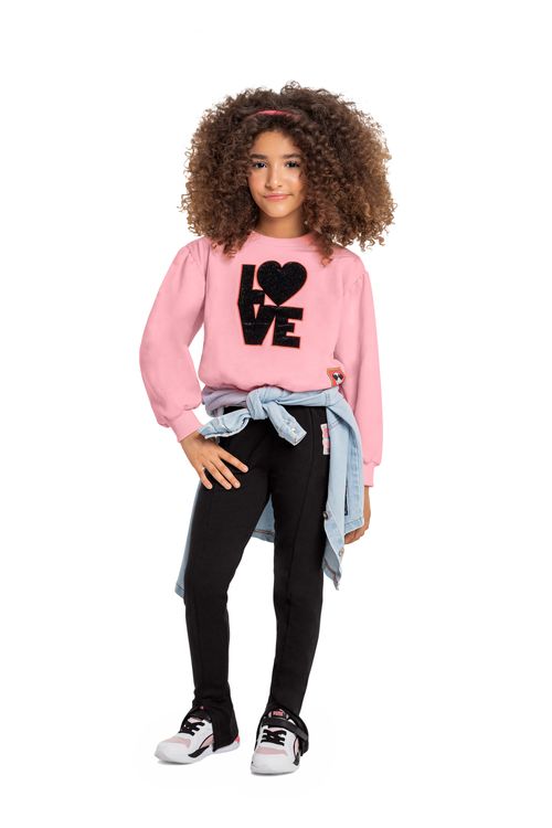 Blusão Love Infantil Feminino em Moletom (Rosa) Gloss