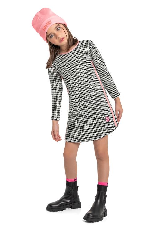 Vestido Infantil Jacquard Manga Longa (Branco) Quimby