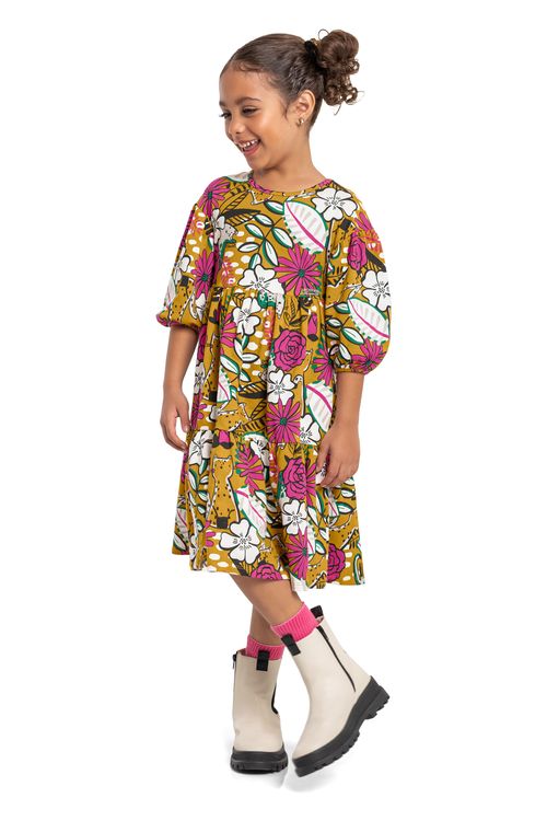 Vestido Infantil em Cotton (Amarelo Escuro) Quimby