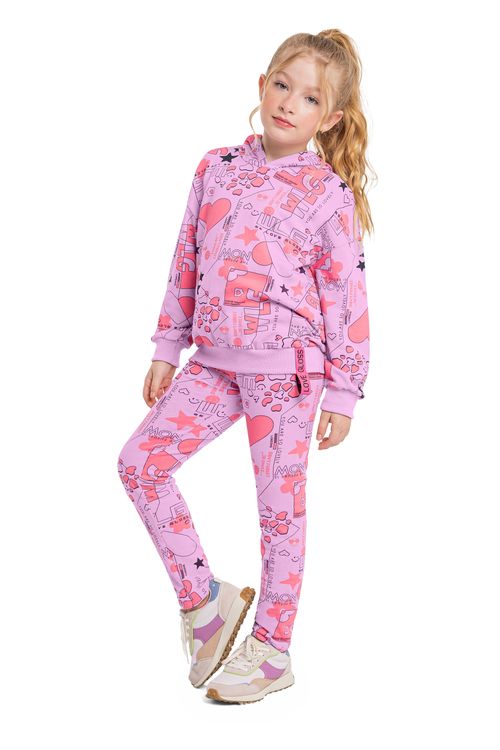 Blusão Infantil Feminino Oversize em Molecotton (Rosa) Gloss