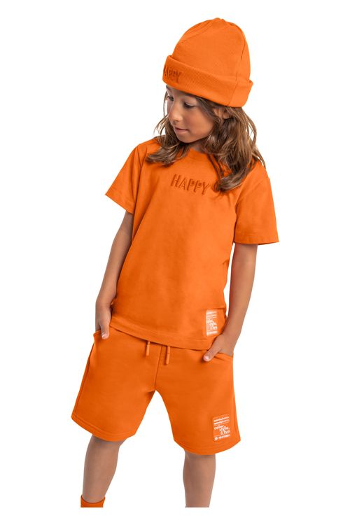 Camiseta Básica Infantil Happy (Laranja) Quimby