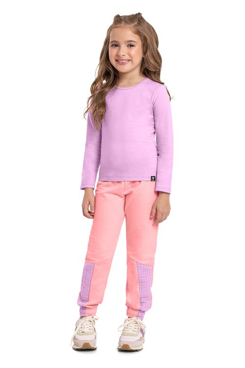 Blusa Básica Manga Longa Infantil (Rosa) Quimby