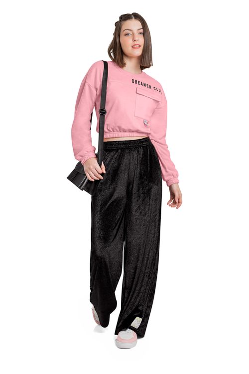 Blusão Cropped Juvenil para Menina (Rosa) Gloss