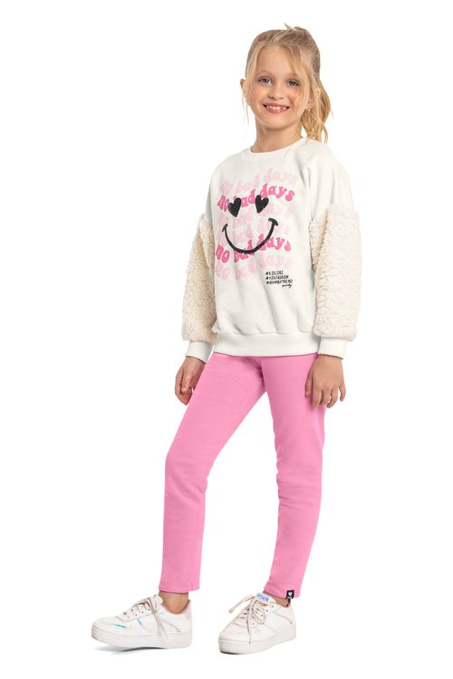 Legging Básica Infantil em Cotton (Rosa) Quimby