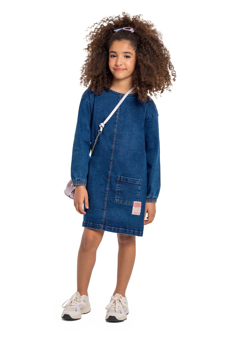 Gloss---Vestido-Manga-Longa-em-Jeans-Juvenil-Azul-Escuro