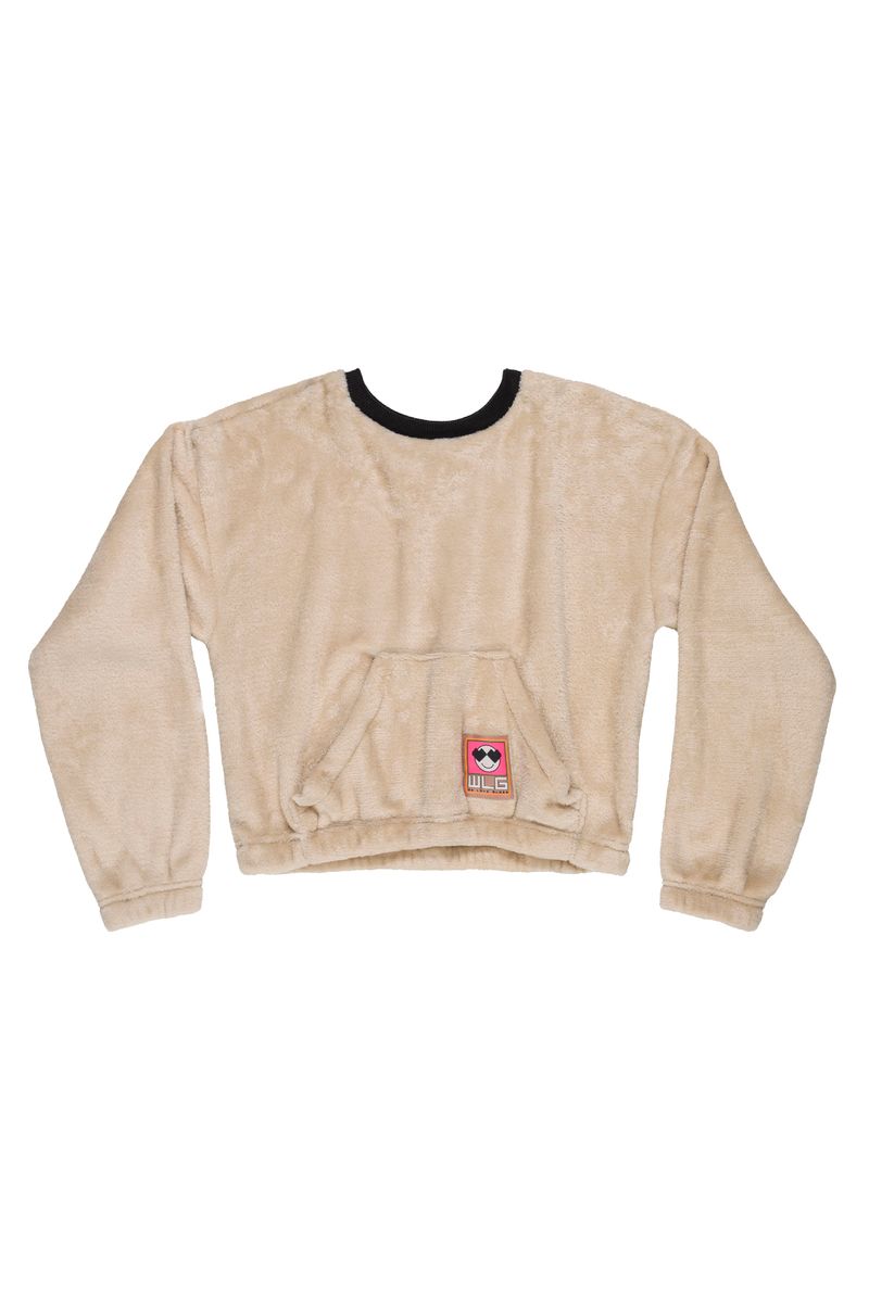 Gloss---Conjunto-Juvenil-para-Meninas-com-Blusao-Cropped-e-Calca-em-Moletom-Bege