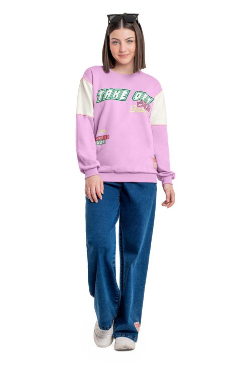 Blusão Oversize em Moletom para Menina Juvenil (Roxo) Gloss