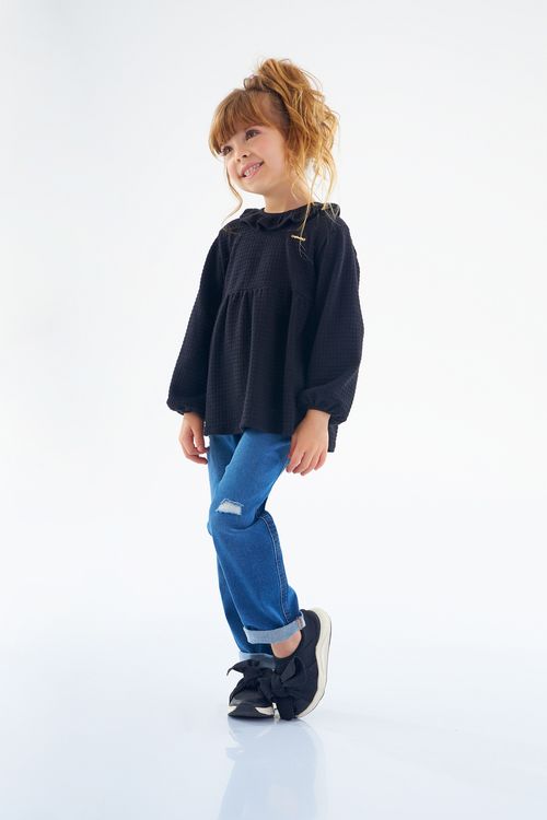 Bata Infantil Feminina em Tricot (Preto) Up Baby