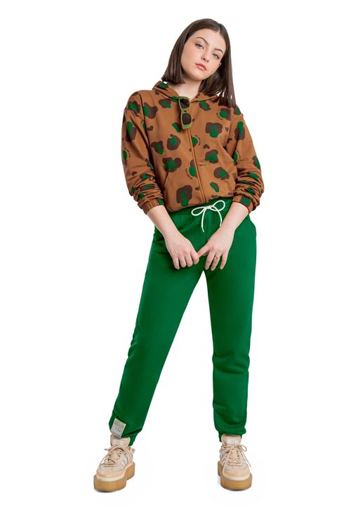 Calça Clochard em Moletom Juvenil para Menina (Verde) Gloss