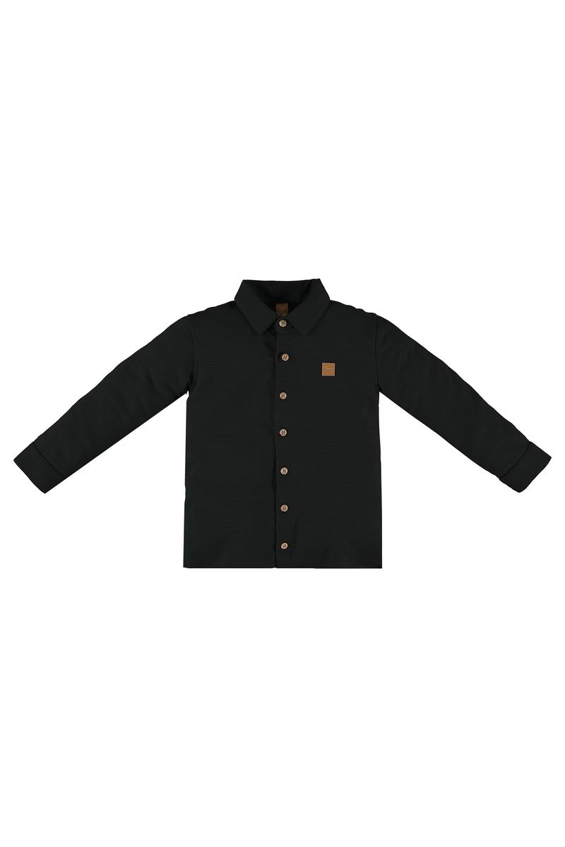 Up-Baby---Camisa-Manga-Longa-em-Malha-Texturizada-Infantil-Masculina-Preto