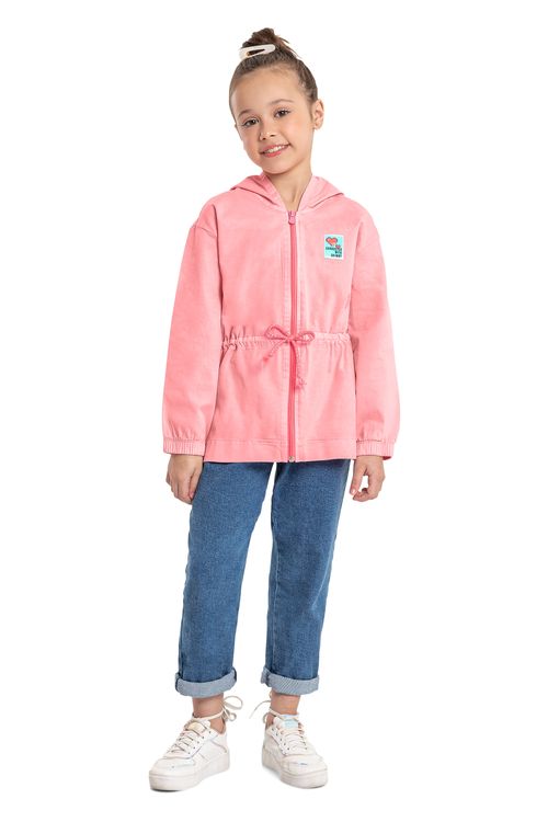 Parka Infantil em Sarja para Menina (Rosa) Quimby