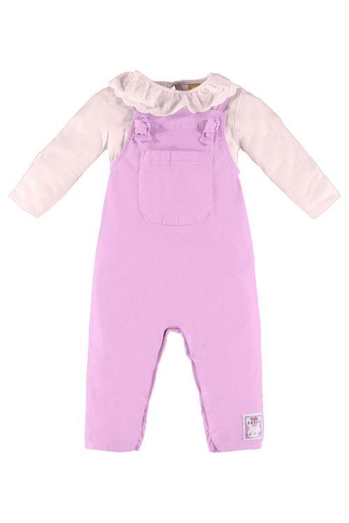 Conjunto de Inverno com Jardineira e Blusa para Bebê Menina (Roxo) Up Baby