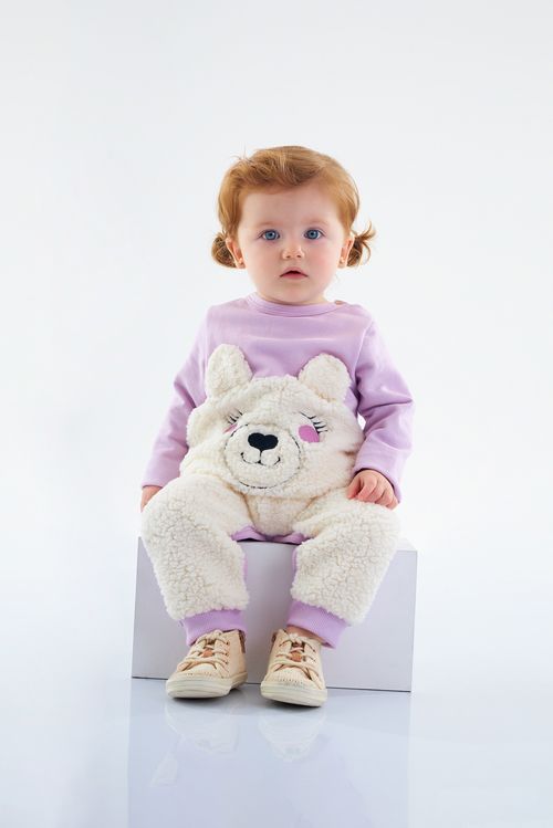 Macacão Longo para Bebê Menina em Molecotton (Roxo) Up Baby