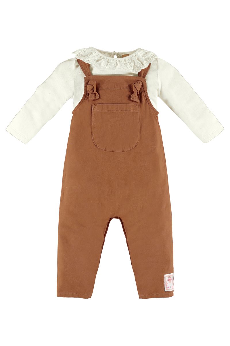 Up-Baby---Conjunto-de-Inverno-com-Jardineira-e-Blusa-para-Bebe-Menina-Marrom
