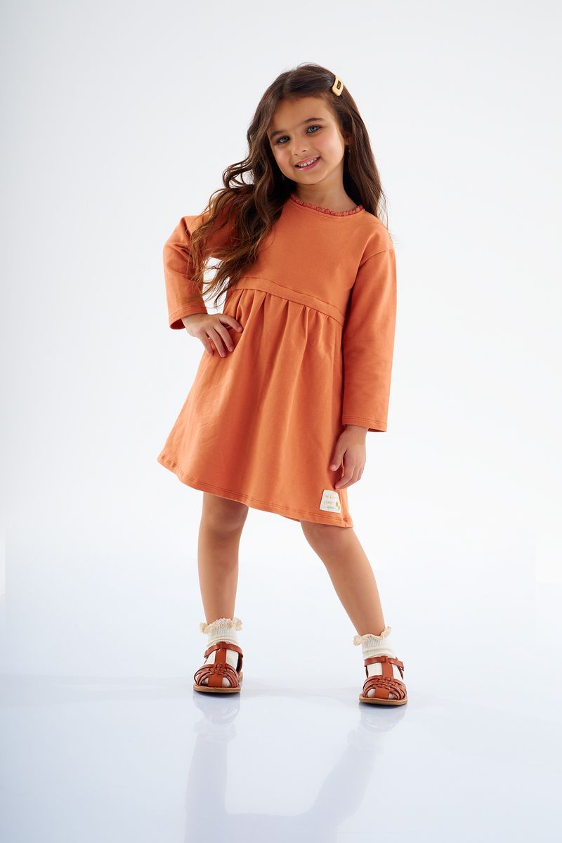 Up-Baby---Vestido-Manga-Longa-Infantil-Nature-em-Molecotton-Marrom
