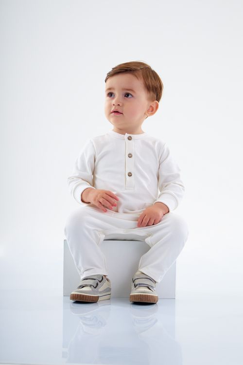 Macacão Longo Nature em Molecotton Unissex Infantil (Off White) Up Baby