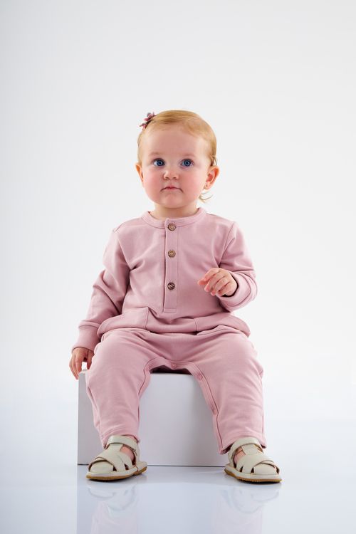 Macacão Longo Nature em Molecotton Unissex Infantil (Rosa claro) Up Baby