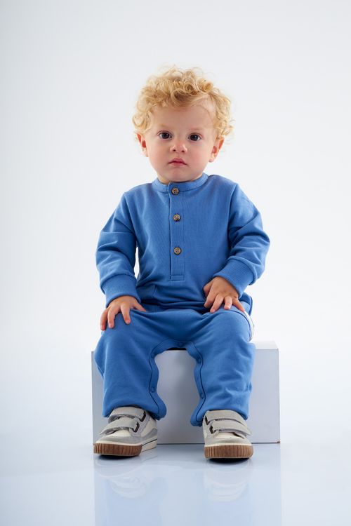 Macacão Longo Nature em Molecotton Unissex Infantil (Azul) Up Baby