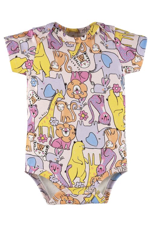 Body Manga Curta em Suedine para Bebê Menina (Rosa Claro) Up Baby