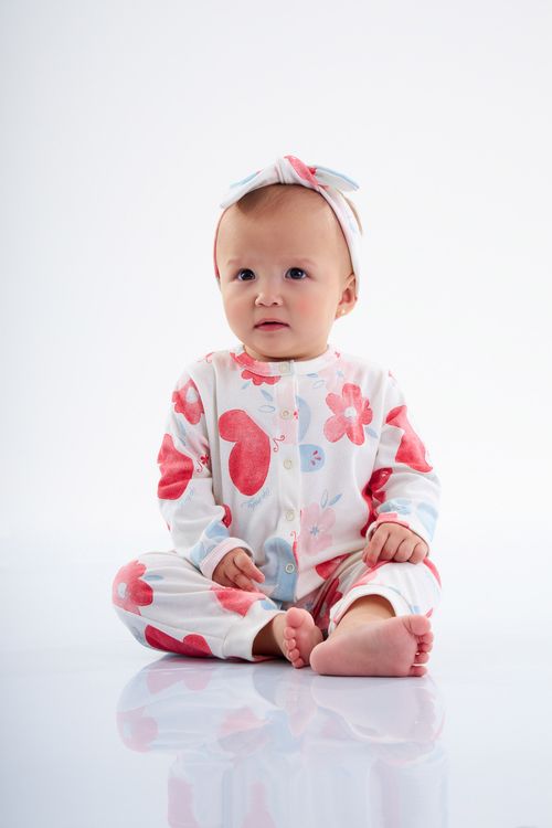 Macacão Longo Feminino para Bebês em Suedine (Bege) Up Baby